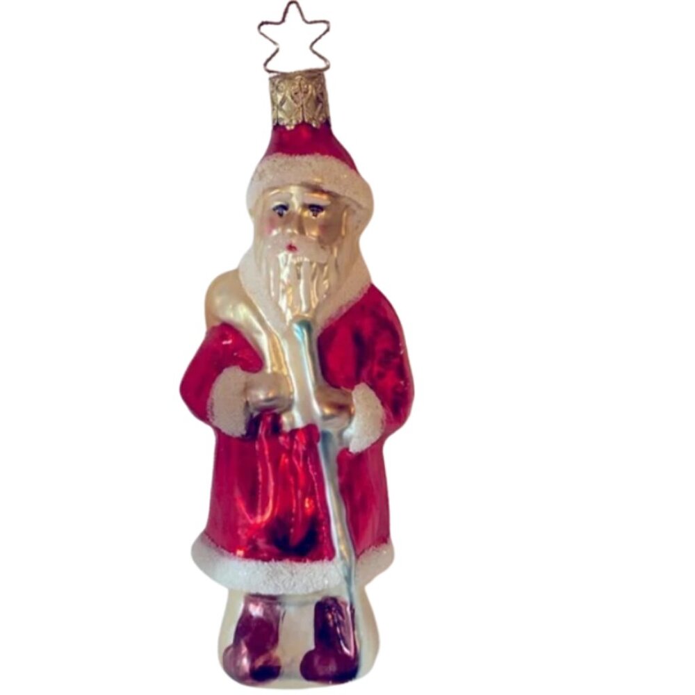 Vintage German Inge Glas Old World Christmas Mercury Glass Santa Ornament